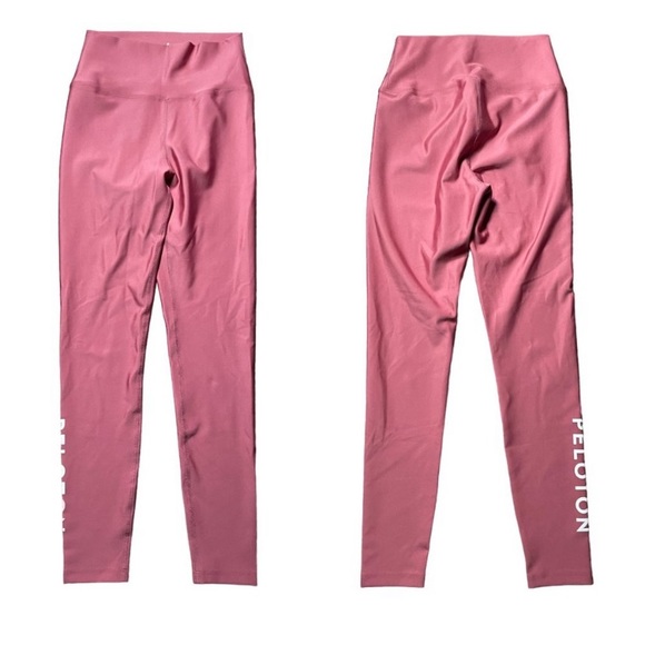 Peloton Solid Flex Leggings M medium rose pink logo cycling spin active - Picture 2 of 4